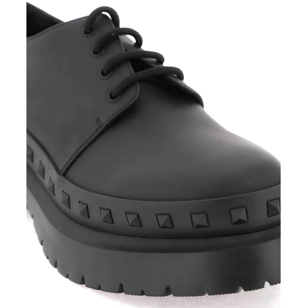 NIB Valentino Garavani Black M-Way Rockstud leather Derby shoes 42
